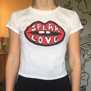 Cropped “Speak Love” Graphic Tee